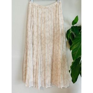 Ivory Floral Chiffon Pleated Maxi Skirt